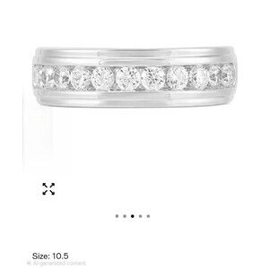 Mens 1ctw Diamond Wedding Band 10k White Gold 10.5 Ring Anniversary By Macy's